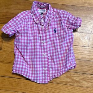 🚨Ralph Lauren🚨 Pink and White Checkered Kids Button-Down Shirt